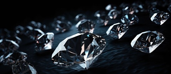 A bunch of diamonds on a black surface