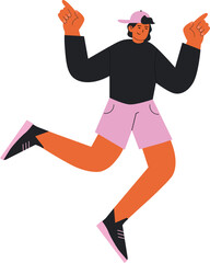 Happy jumping young man. Modern color character