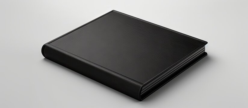 A black book on a white surface