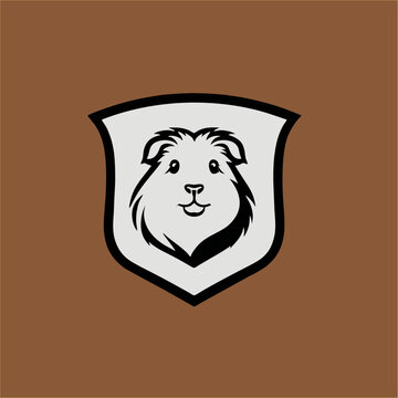recommend clip art: Guinea pig logo template, in shield, modern minimalist logo isolated on white background