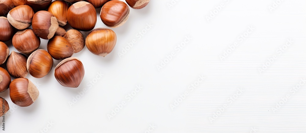 Poster a close up of assorted nuts on a white background