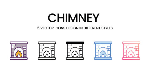 Chimney  icons set in different style vector stock illustration