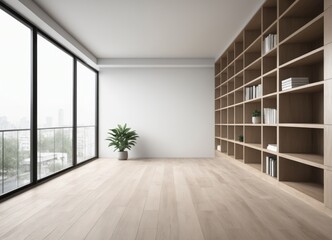 image of a completely empty interior of modern architecture, in an elegant style,