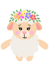 Adorable sheep with wreath floral on head