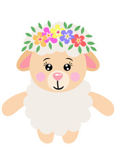 Adorable sheep with wreath floral on head