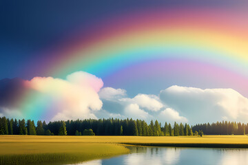 landscape with rainbow, generative ai