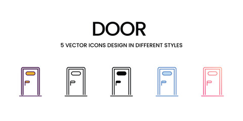 Door  icons set in different style vector stock illustration