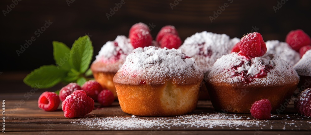 Canvas Prints A muffin topped with raspberries