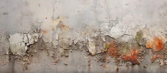 Wall with peeling paint and fire hydrant close up