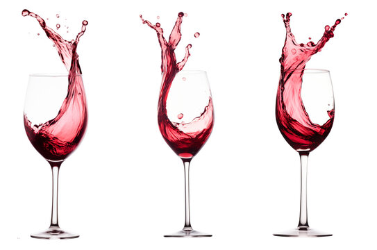 Red wine splash over white background