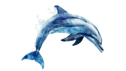 Isolated Watercolor Dolphin on isolated white background. PNG Format