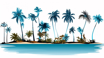 Tropical island with palm trees and sand. Vector illustration.