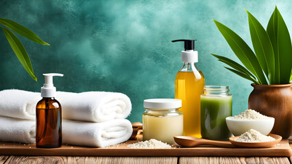 Obraz na płótnie Canvas natural organic spa cosmetic products set