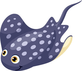 Electric ray fish. Cartoon marine animal character © LadadikArt