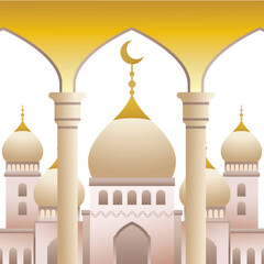 Islamic mosque pillar decoration in white gold background color Hajj and Umrah concept