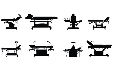 Medical Operating table silhouette , Operating table glyph icon vector,