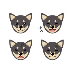 Set of cute character shiba inu dog faces showing different emotions for design.