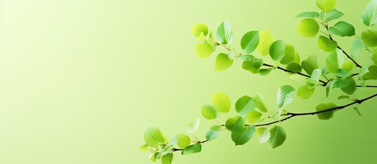 Obraz premium A close shot of a tree branch covered in fresh green foliage