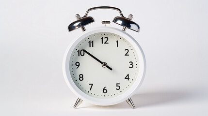 Alarm clock isolated on white background. Time to wake up.