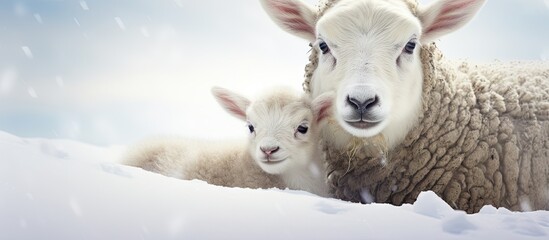 Two sheep in snow
