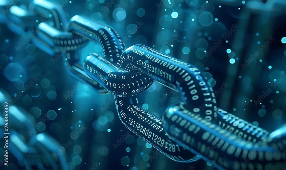 Poster secure blockchain transaction verification, close-up view