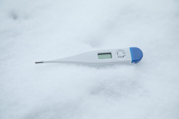 Thermometer on snow at winter. Winter