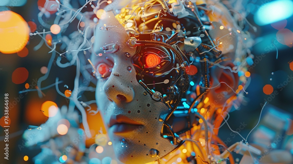 Poster human brain-inspired artificial intelligence robot demonstrating complex behaviors