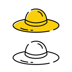 beach hat icon illustration. white background. hat vector icon.beach hat icon illustration. white background. hat vector icon.