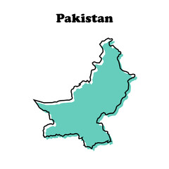 Stylized simple tosca outline map of Pakistan