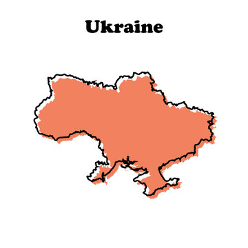 Stylized simple orange outline map of Ukraine