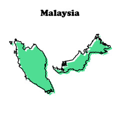 Stylized simple green outline map of Malaysia