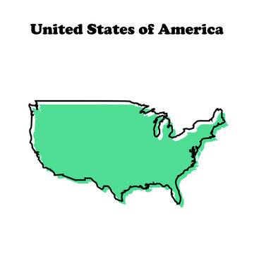 Stylized simple green outline map of USA