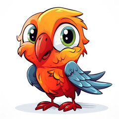 Cute cartoon parrot on a white background.