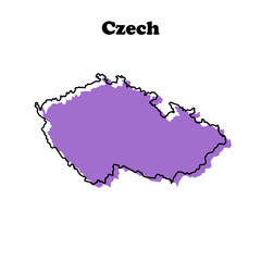Stylized simple purple outline map of Czech