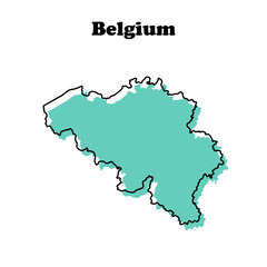 Stylized simple tosca outline map of Belgium