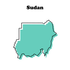 Stylized simple tosca outline map of Sudan