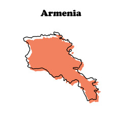 Stylized simple orange outline map of Armenia