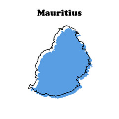Stylized simple blue outline map of Mauritius