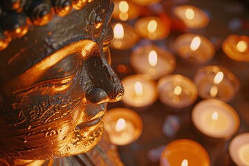 Candlelit Buddha and Devotional Ambiance