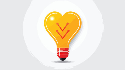 Flat vector icon concept of heart-shaped light bulb
