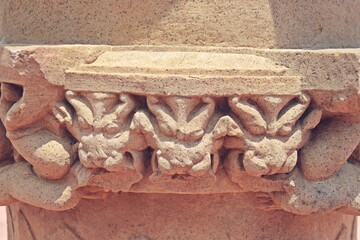 Ancient stone carvings at UNESCO World Heritage site, Khajuraho temples, Madhya Pradesh, India.