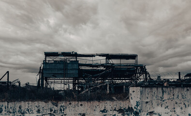 destroyed buildings of the workshop of the Azovstal plant in Mariupol Ukraine