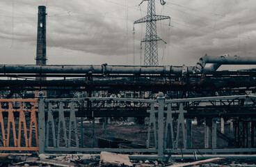 destroyed buildings of the workshop of the Azovstal plant in Mariupol Ukraine