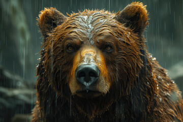 Wild Grizzly Bear in Untouched Wilderness - obrazy, fototapety, plakaty