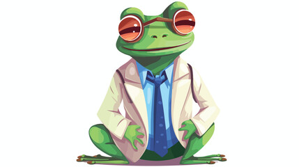 Frog doctor flat vector isolated on white background