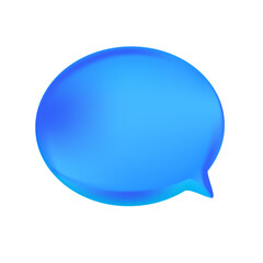 Vector 3d realistic render blue round speech bubble balloon