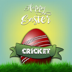 Happy Easter. Egg in the form of a cricket ball