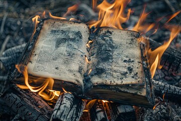 books burning in flames