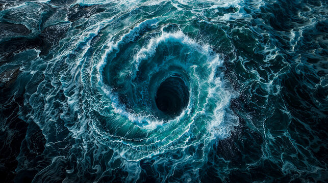 un tourbillon g&eacute;ant vu de dessus dans la mer
