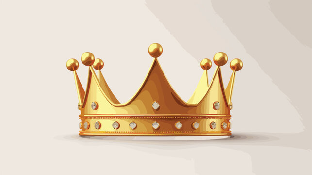 Gold crown flat vector isolated on white background